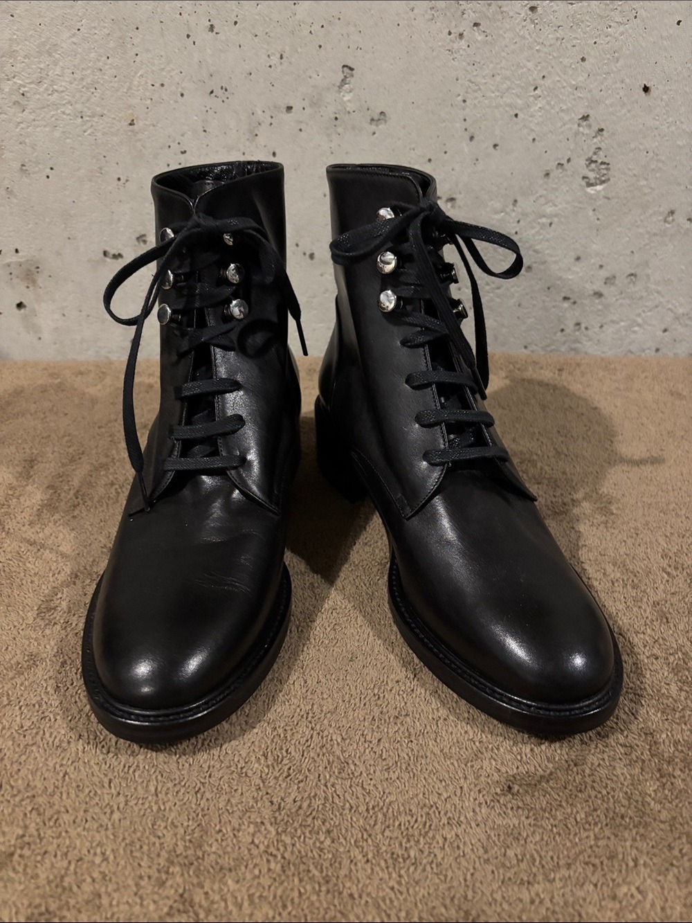 Lewit "Lucca" Black Leather Ankle Moto Boots - Size 39 Euro